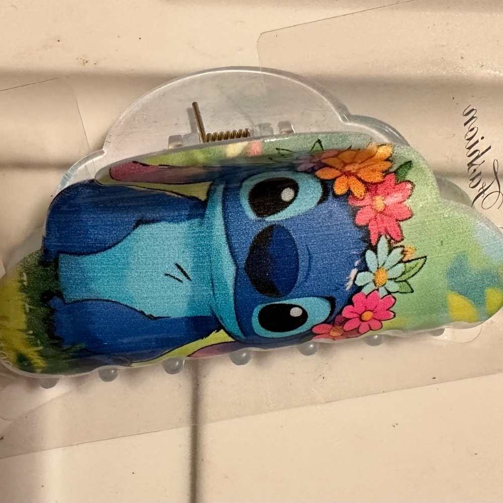 Disney Stitch Hair Clip with Floral Design